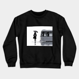 Girl Waiting The Bus Crewneck Sweatshirt